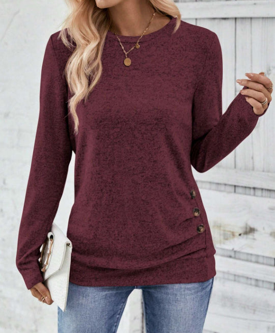 Damen lässiges Langarmshirt mit asymmetrischem Schnitt EB