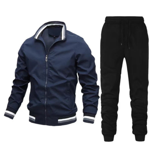 Herren nan sportlicher Freizeit Trainingsanzug Set mit Bomberjacke und elastischer Jogginghose EB
