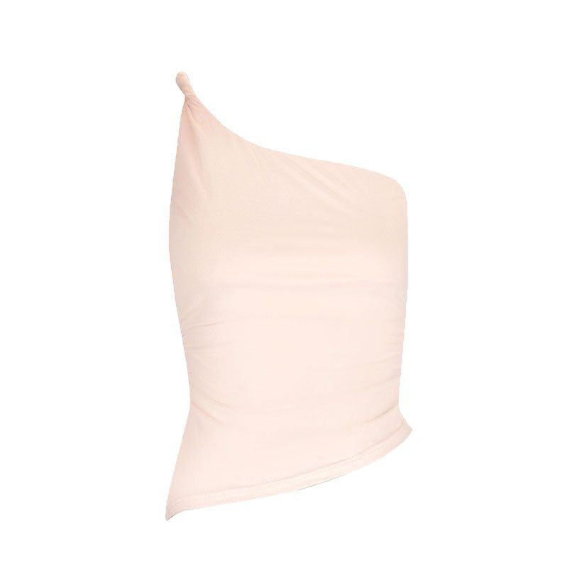 Damen asymmetrisches Top mit elegantem Ein-Schulter-Schnitt und figurformendem Design EB