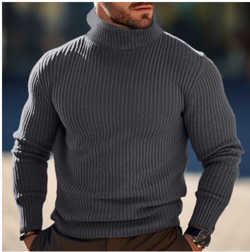 Herren nan gerippter Rollkragenpullover schmal geschnitten aus Feinstrick mit Stretch und thermoregulierender Wollmischung EB