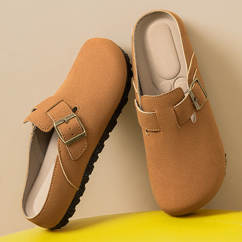 Damen nan gemütliche Nubuk-Slipper Clog mit verstellbarer Messingschnalle und ergonomischem Memory-Fußbett EB