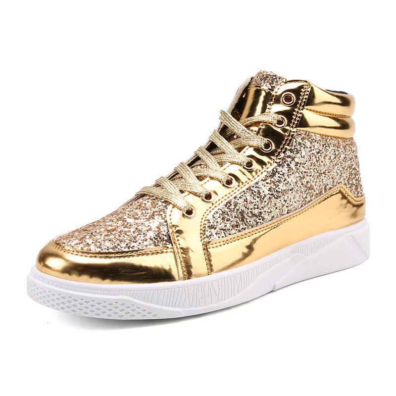 Damen Glitzernde High-Top Sneakers mit reflektierender Oberfläche und rutschfester Sohle EB