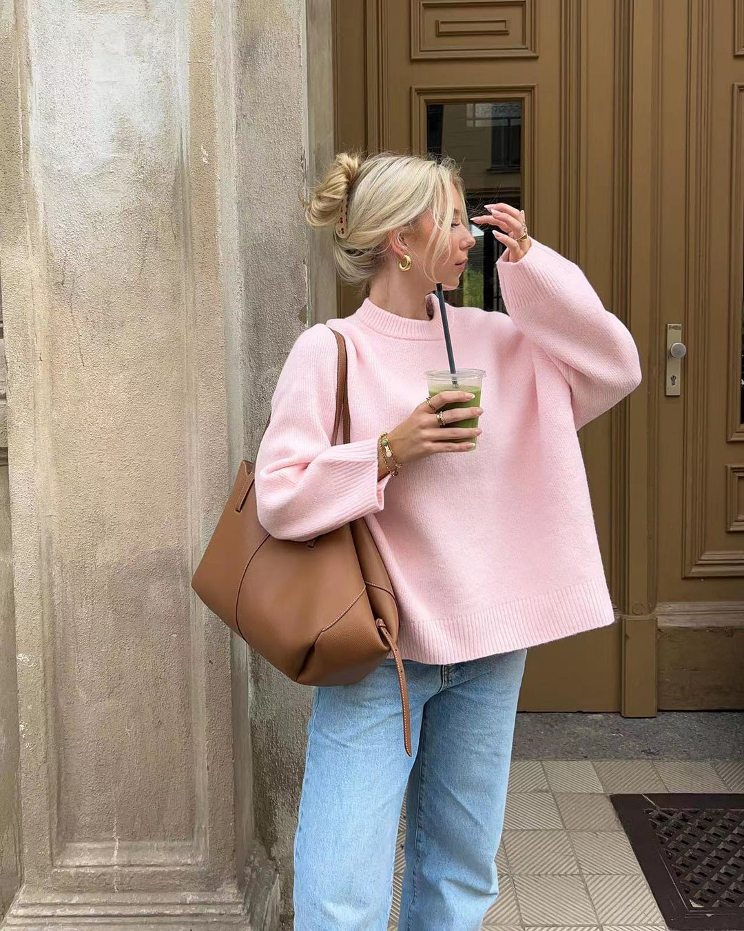 EB | Strickpullover mit Hohem Hals Lässige Passform Minimalistischer Stil
