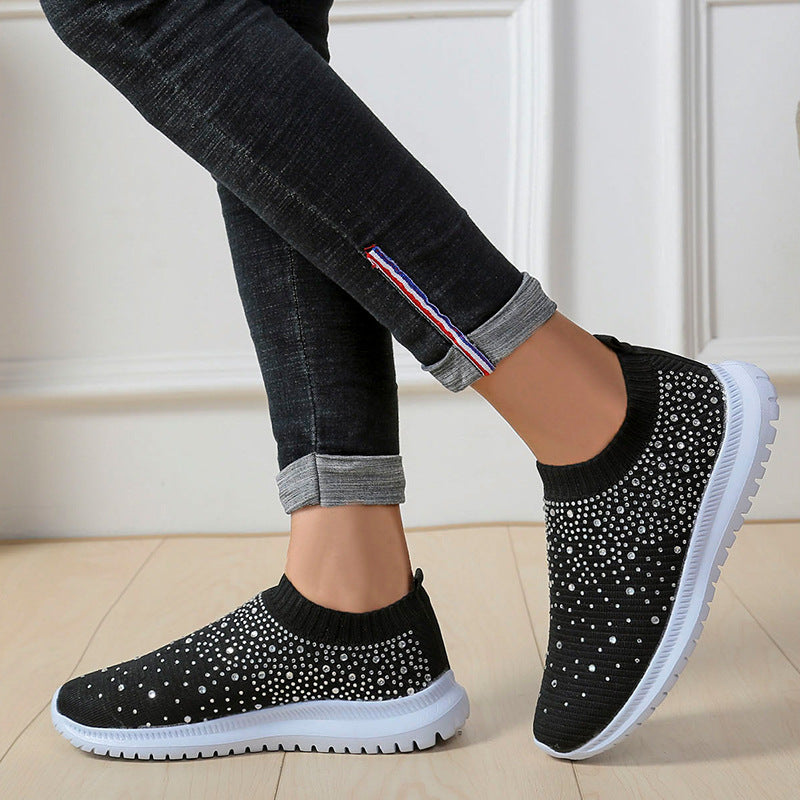 Damen Sneaker mit funkelnden Strassdetails und atmungsaktivem Obermaterial EB