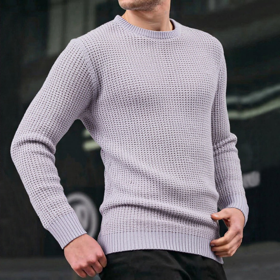 Herren lockerer Strickpullover mit Waffelmuster EB