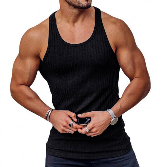Herren nan geripptes Muskelshirt mit U-Ausschnitt und stretchigem Baumwollmix EB