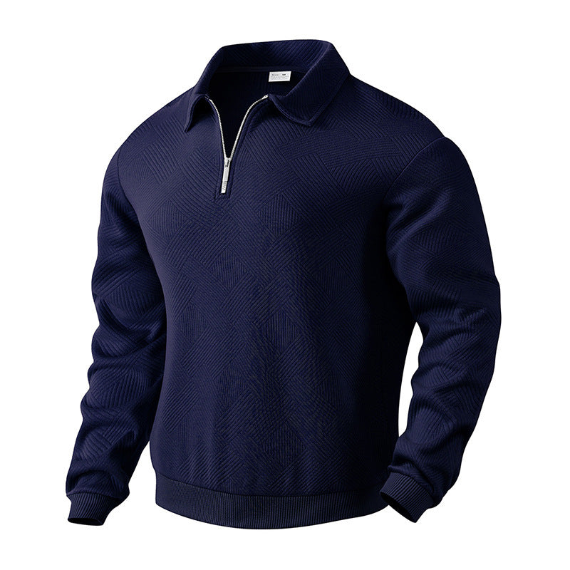 Herren Sportlicher Pullover mit Reißverschluss und strukturiertem Design EB