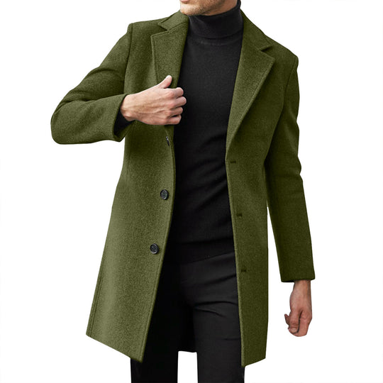 Herren nan taillierter Wollmantel mit schmaler Silhouette, klassischem Revers und verdeckter Knopfleiste EB