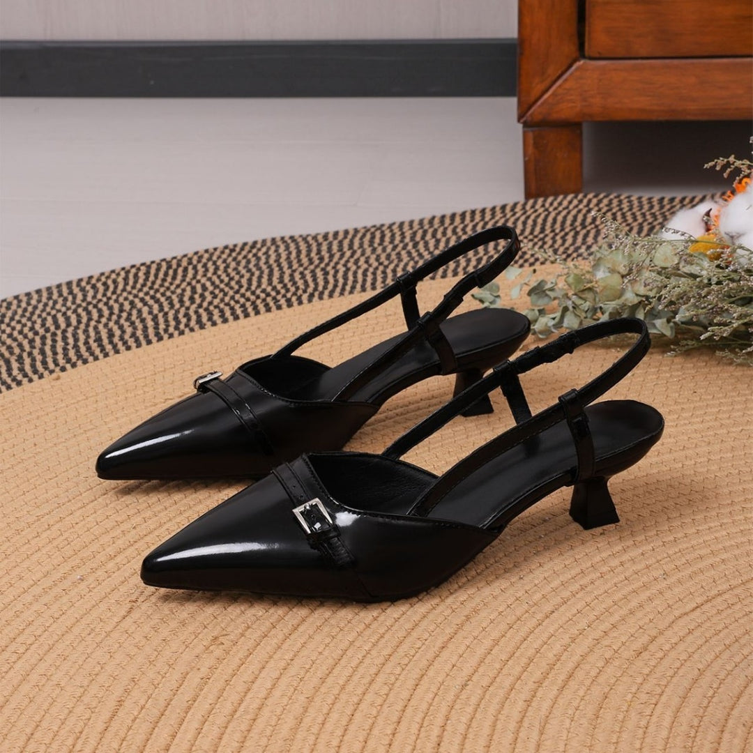 Damen Slingback High-Heel Sandalen mit elegantem Spitzendesign EB