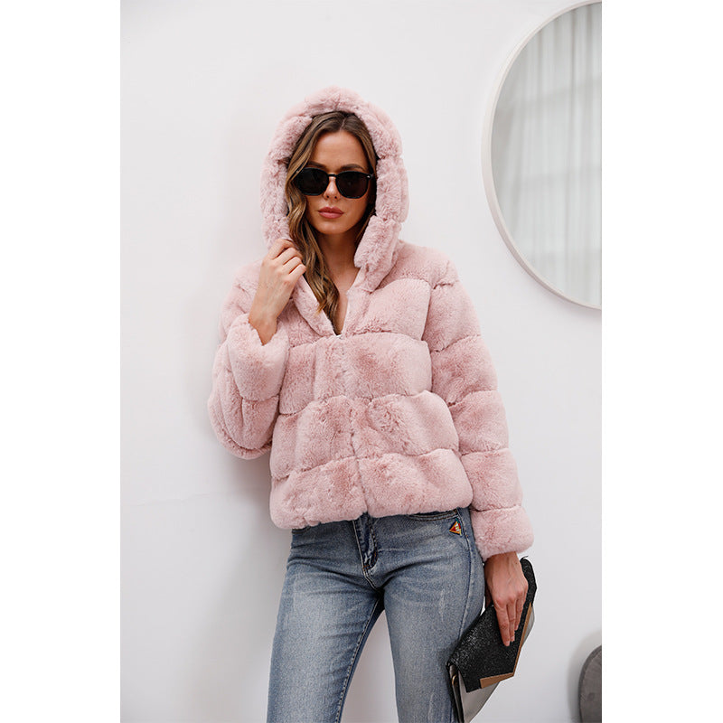 Damen weiche Fleecejacke mit Kapuze EB
