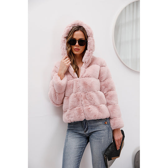 Damen weiche Fleecejacke mit Kapuze EB