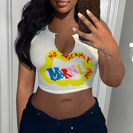 Damen Crop-Top mit auffälligem Schriftzug und lockerer Passform EB