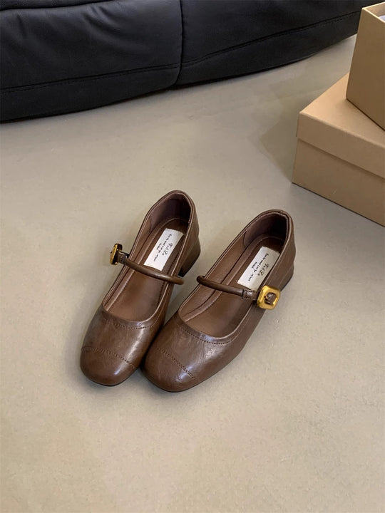 Damen Komfortable Ballerinas mit modischem Riemen und dekorativem Schnallenverschluss EB