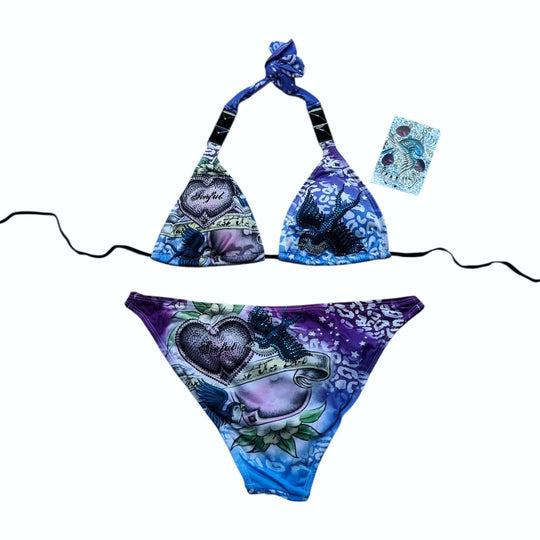 Damen Triangel-Bikini-Set mit kreativem grafischen Design EB