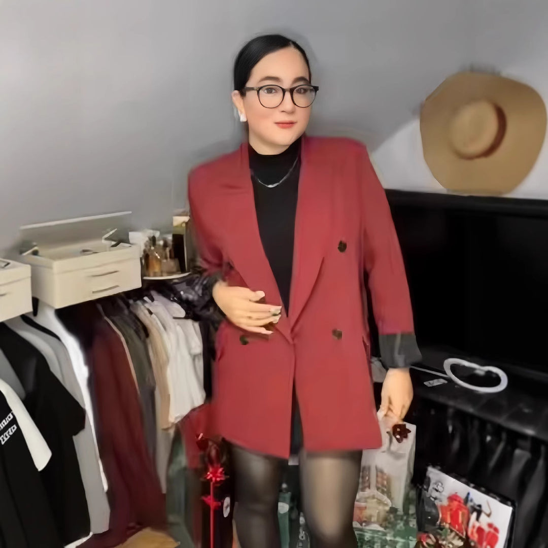 Damen Oversized Blazer mit doppelter Knopfreihe und lässigem Schnitt EB