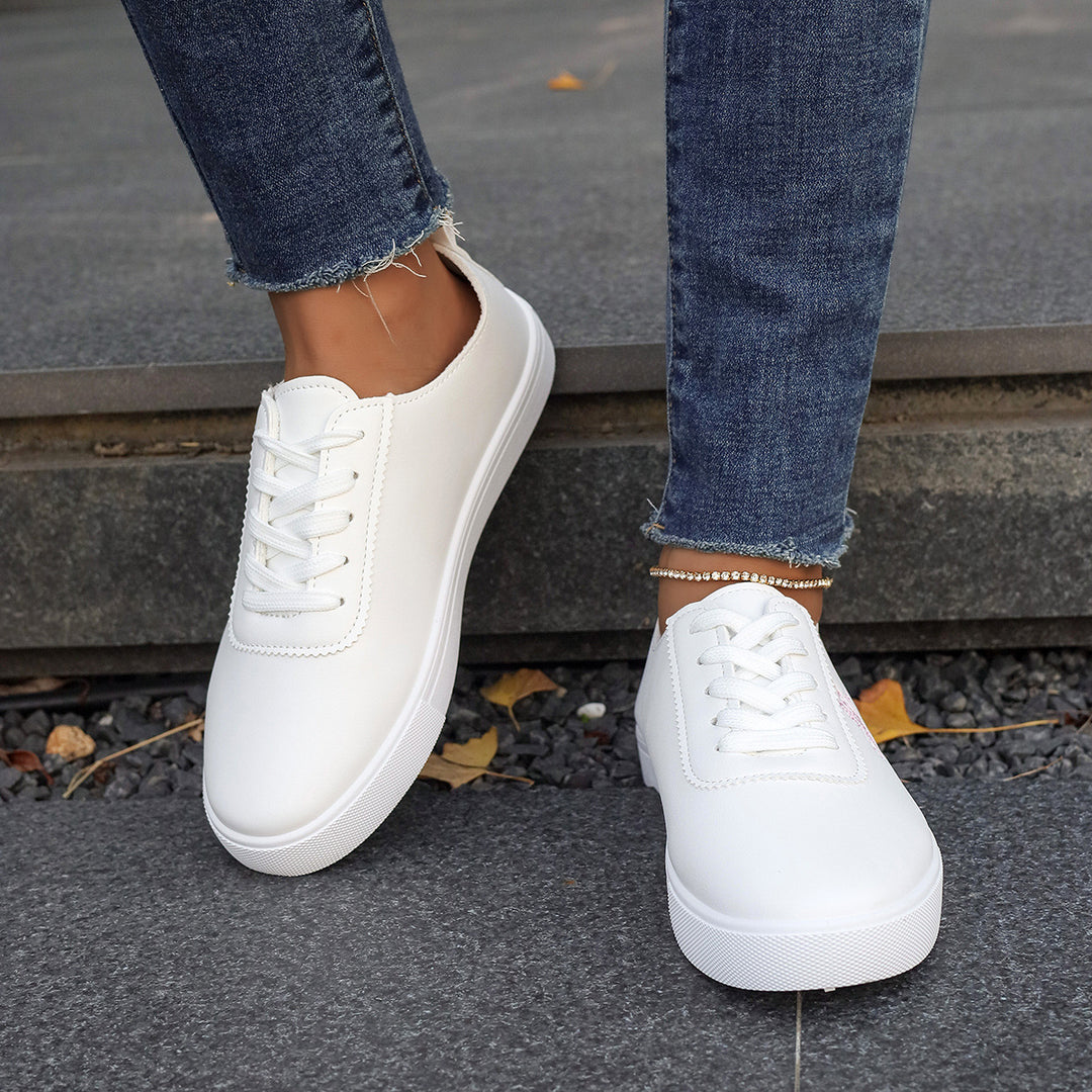 Damen Sneakers mit floralem Stickdesign und komfortabler Sohle EB