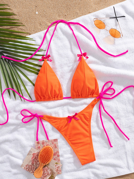 Damen Triangel-Bikini mit verstellbaren Schnürungen EB