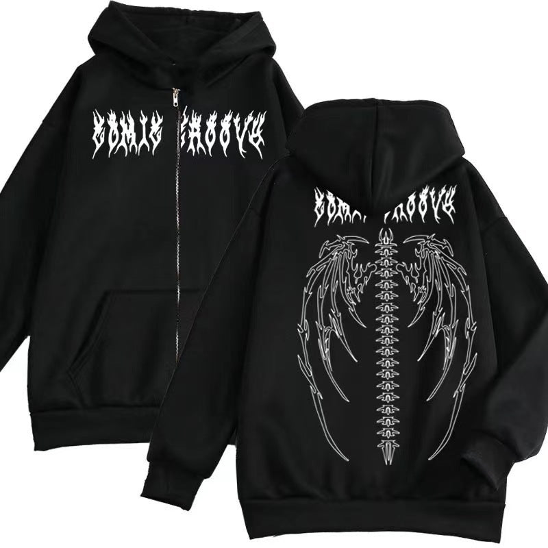 Damen Kapuzenjacke mit auffälligem Gothic-Design und bequemer Passform EB