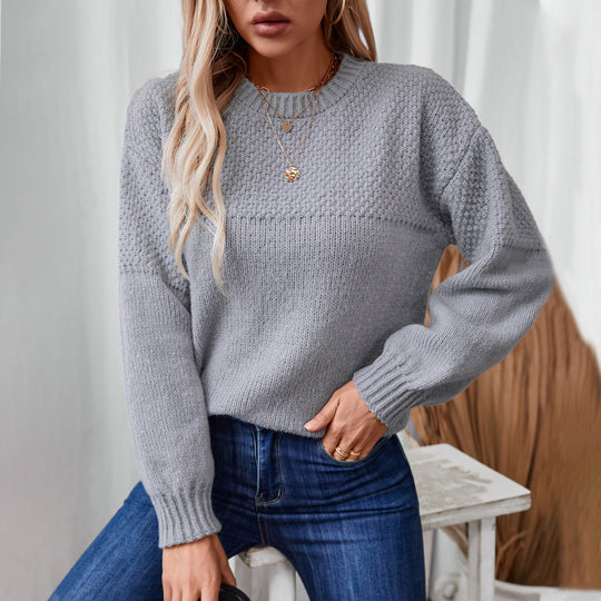 Damen modischer Strickpullover mit strukturiertem Design und lässigem Schnitt EB