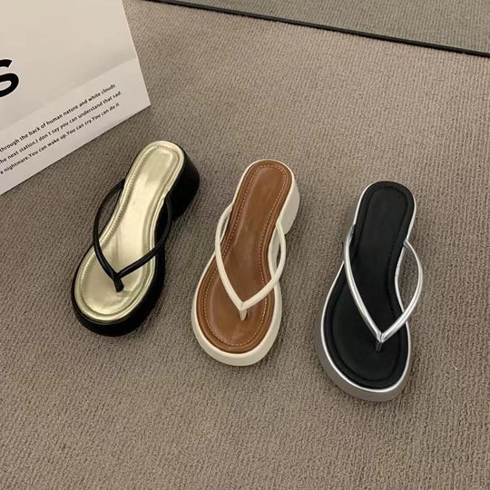 Damen komfortable Zehentrenner-Sandalen mit stützendem Plateau EB