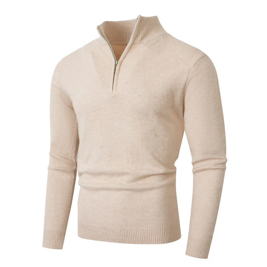 Herren Strickpullover mit modernem Stehkragen und hochwertigem Reißverschluss EB