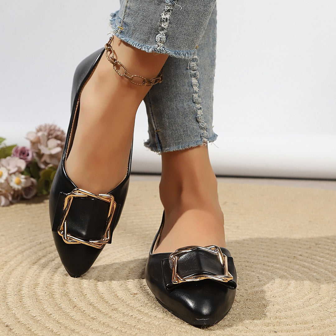 Damen Elegante Ballerinas mit modischem Schmuckelement EB