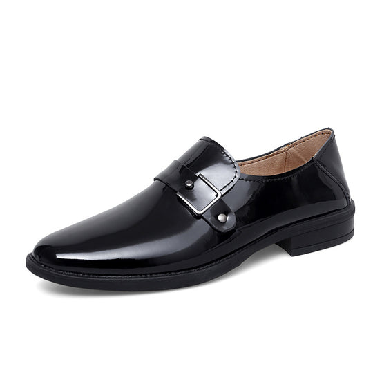 Herren eleganter Leder Slipper mit dekorativem Riemen EB