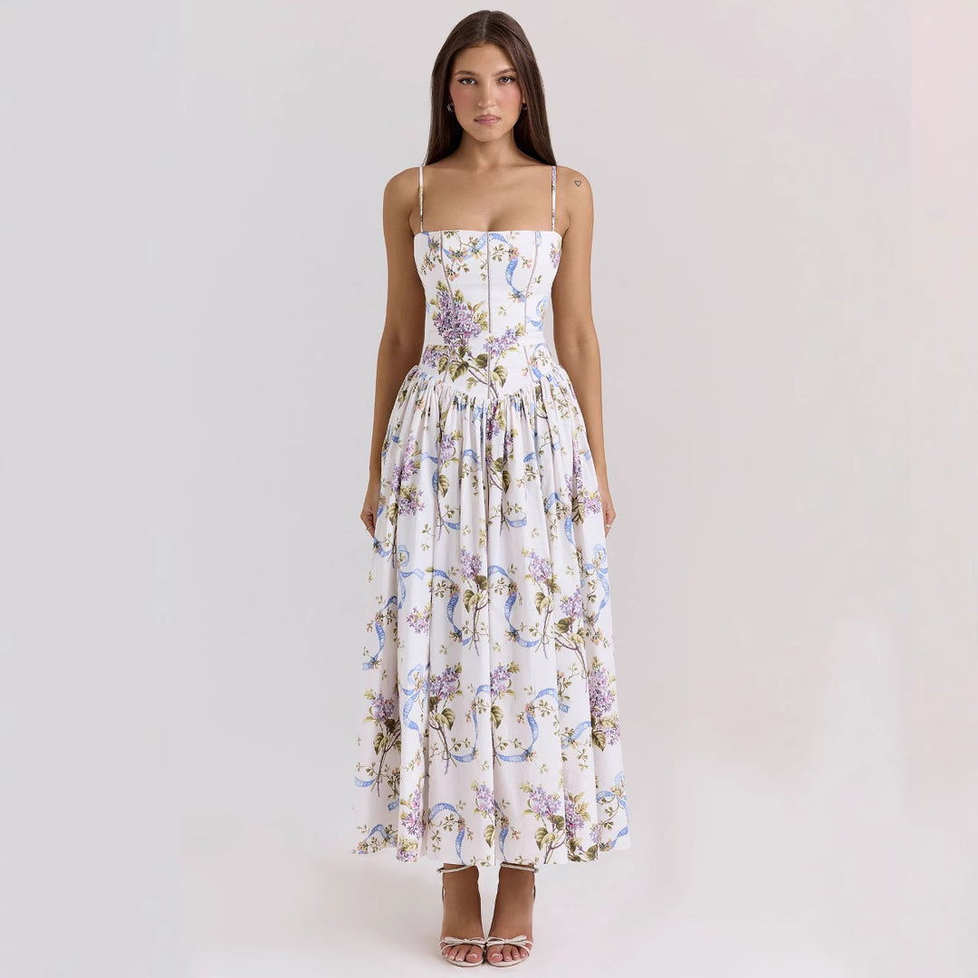 Damen nan tailliertes Maxikleid mit Korsettoberteil und feinen Spaghettiträgern EB