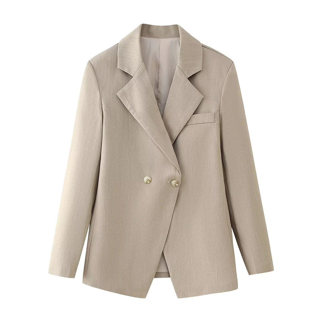 Damen elegante Doppelreiher-Blazerjacke mit Struktur EB
