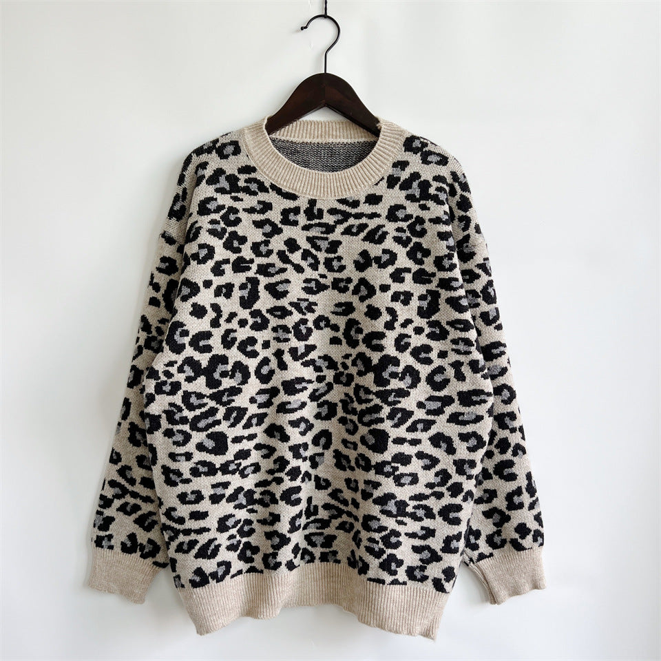 Damen legerer Pullover mit tierischem Muster EB