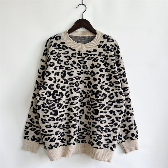 Damen legerer Pullover mit tierischem Muster EB