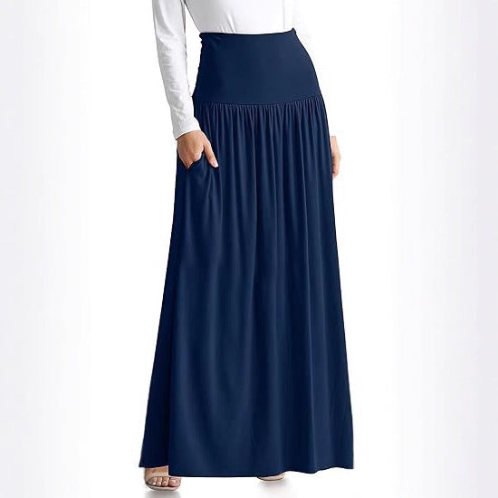 Damen Maxi-Rock mit elastischem Bund und Taschen EB