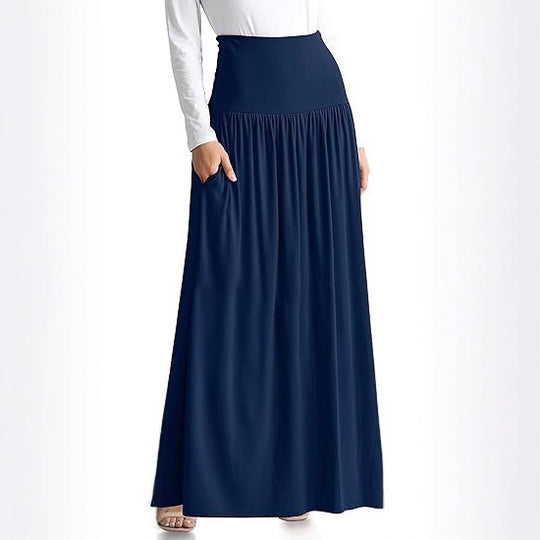 Damen Maxi-Rock mit elastischem Bund und Taschen EB