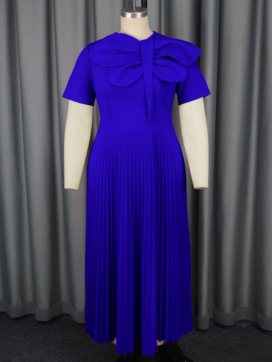 Damen Elegantes Midikleid mit voluminösem Schleifenakzent EB