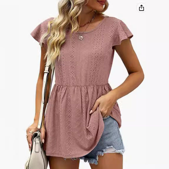 Damen Sommerliches Blusenshirt mit Rüschendetails EB