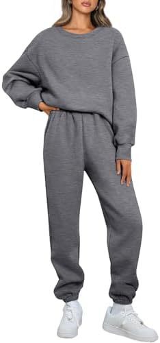 Damen nan Relaxed-Loungewear-Set mit Oversize Rundhals-Sweatshirt und taillierter High-Waist Jogginghose aus French Terry EB