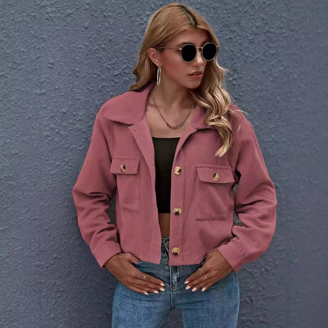 Damen modische Jacke mit aufgesetzten Taschen EB