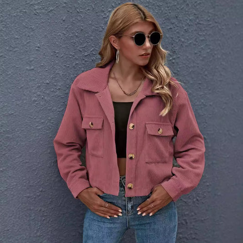 Damen modische Jacke mit aufgesetzten Taschen EB