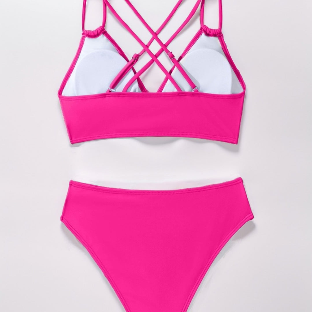 Damen Triangel-Bikini mit geflochtenen Trägern und hohem Schnitt EB