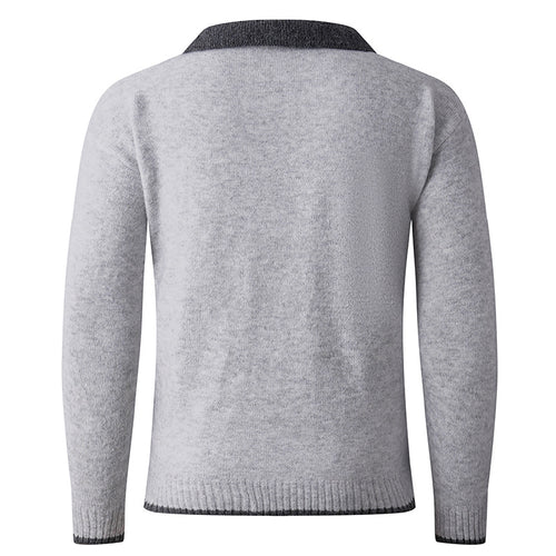Herren V-Ausschnitt Pullover mit hochwertiger Textur und kontrastierendem Kragen EB