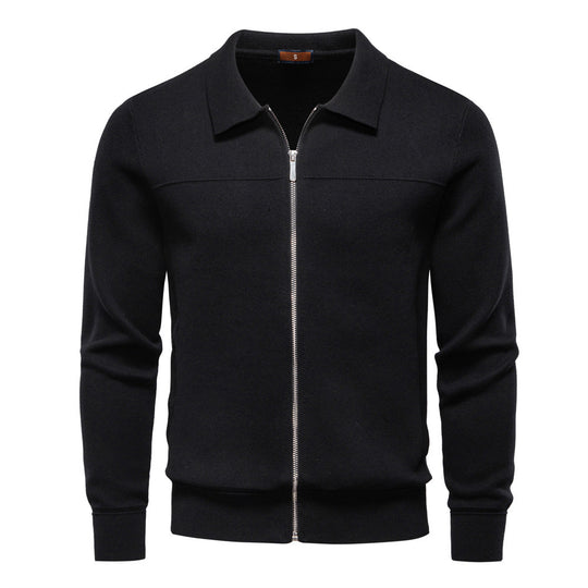 Herren nan feinstrick-Zipjacke mit Kentkragen und Rippbündchen EB