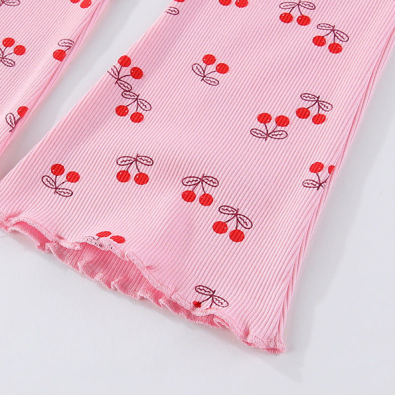 Mädchen Leggings mit fröhlichem Kirschmotiv EB