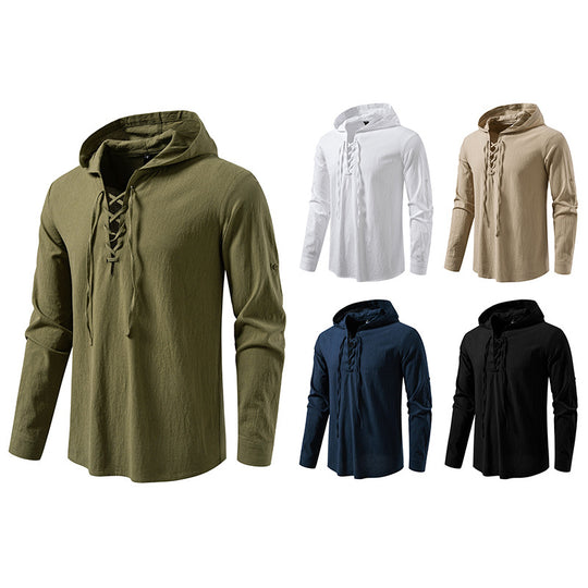 Herren lässiges Kapuzenshirt mit modernes Schnürdesign EB