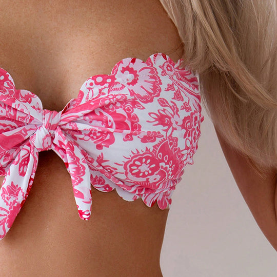 Damen Bustier-Bikini-Set mit floralen Rüschendetails EB