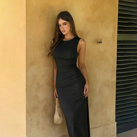 Damen figurbetontes Maxikleid mit elegantem Empire-Schnitt EB