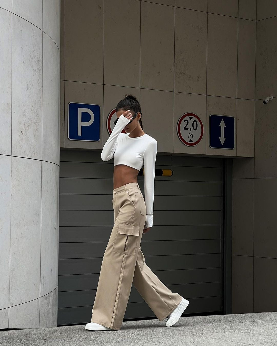 Damen Weite Cargo-Hose EB