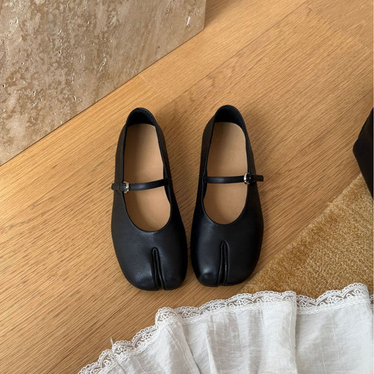 Damen elegante Ballerinas mit verstellbarem Riemchen und weichem Leder EB