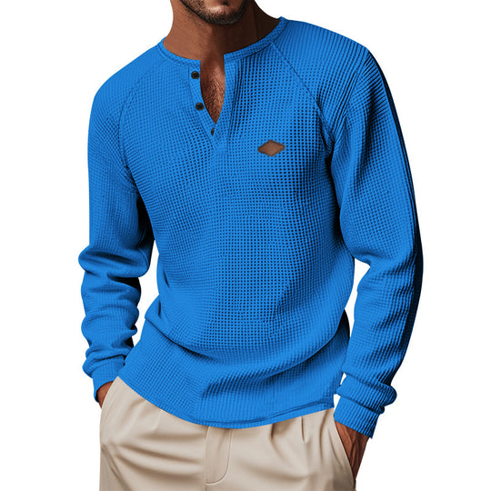Herren Langarmshirt mit Knopfleiste und Struktur EB