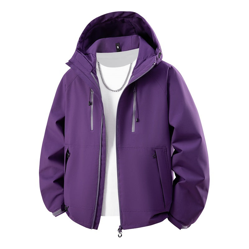 Herren matte Softshell-Kapuzenjacke mit verschweißten Nähten, Zweiwege-Reißverschluss und verstellbarem Kordelsaum EB
