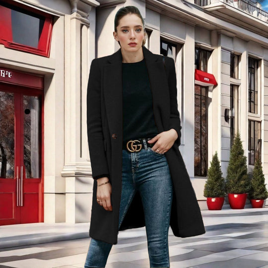 Damen Eleganter Woll-Übermantel mit tailliertem Schnitt EB